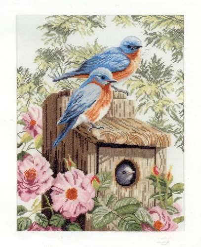 Синие птицы - цветы, птицы - оригинал