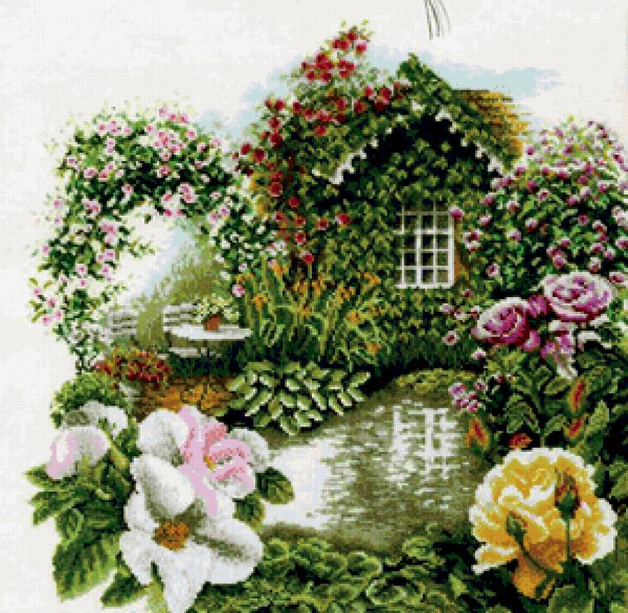 Розовый сад - цветы, сад, пейзаж - предпросмотр