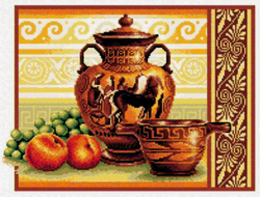 Античные вазы - для кухни, фрукты, натюрморт - предпросмотр