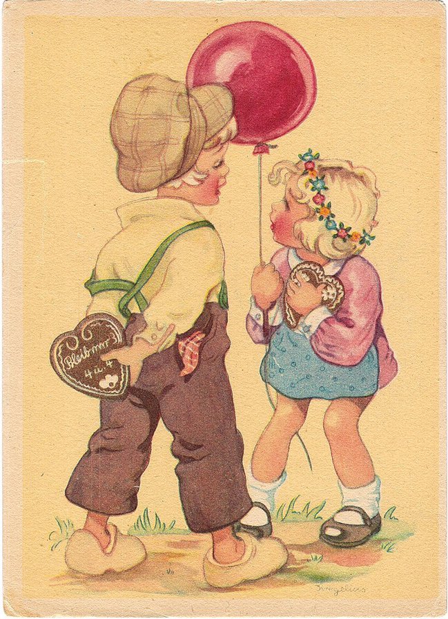 старые немецкие открытки - открытки, дети - оригинал