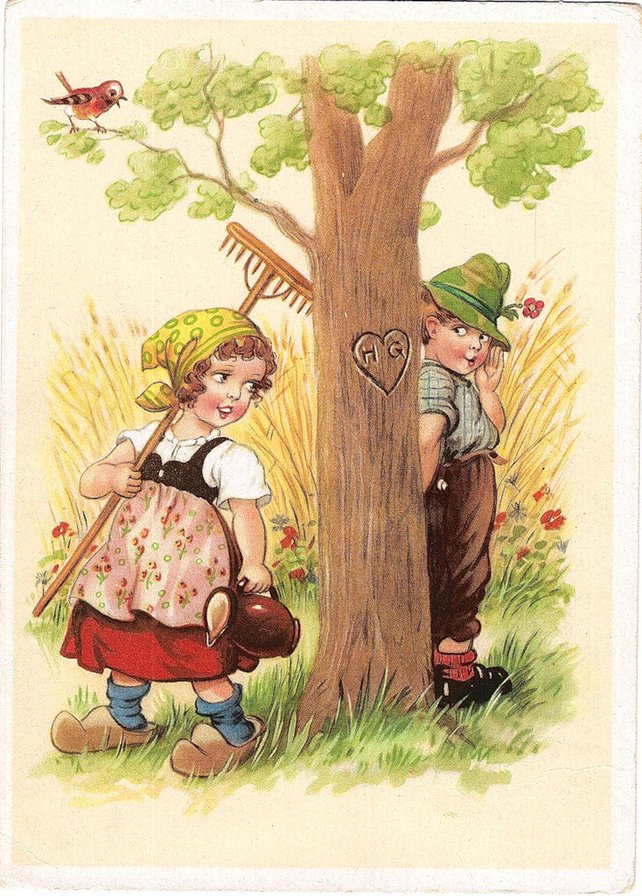старые немецкие открытки - дети, открытки - оригинал