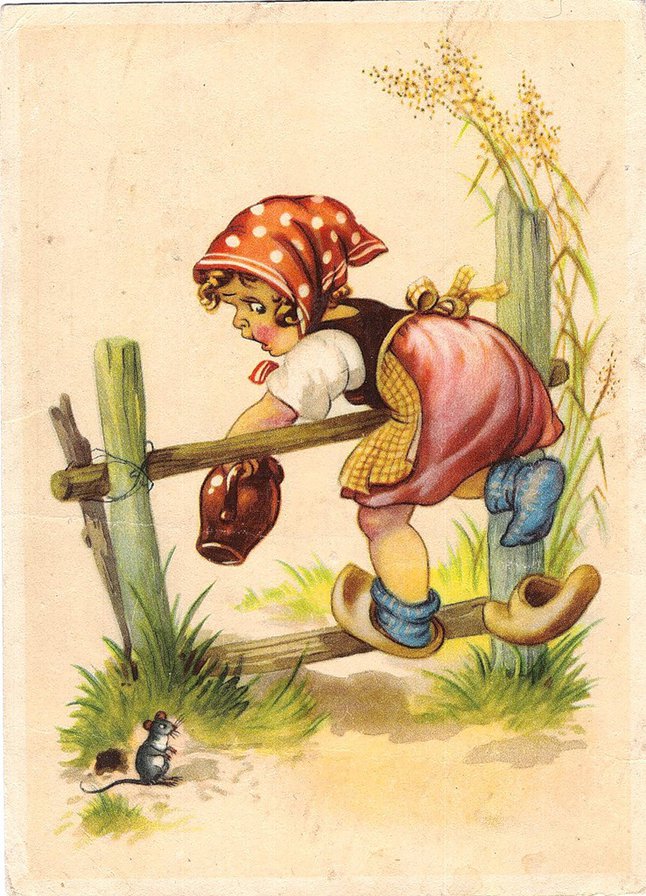 старые немецкие открытки - открытки, дети - оригинал