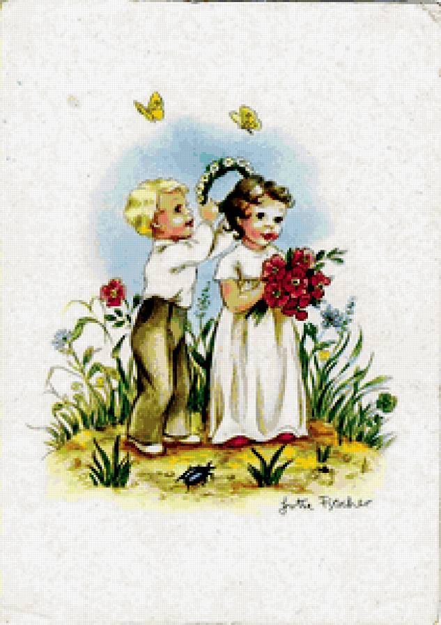 старые немецкие открытки - открытки, дети - предпросмотр