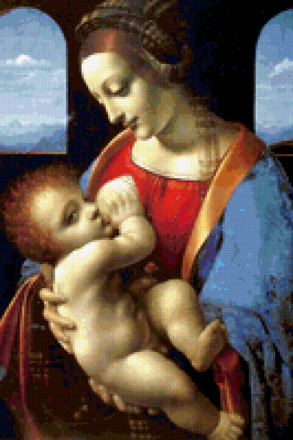 мадонна с младенцем - леонардо, женщина, религия, дети, икона - предпросмотр