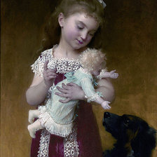 Оригинал схемы вышивки «Девочка с куклой» (№251794)