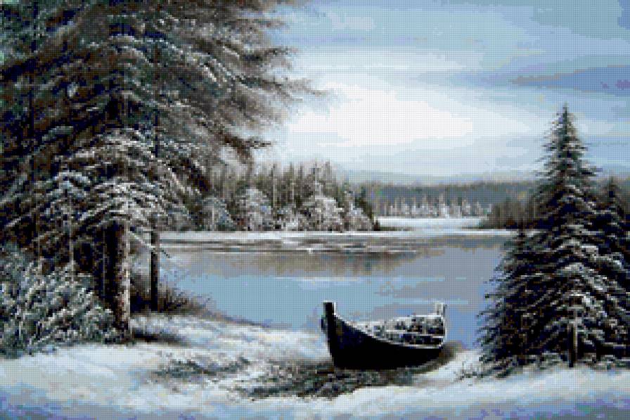 Зима (времена года) - пейзаж, река, зима, природа, лес, времена года, снег - предпросмотр