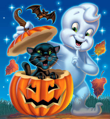 хеллоуин - приведенье, кошки, мультик, тыква, кот, мультяшки, каспер, кошка - оригинал
