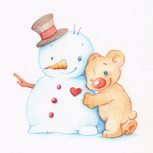 мишка и снеговик