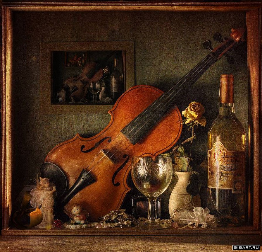 Натюрморт - скрипка, натюрморт, музыкальные инструменты - оригинал