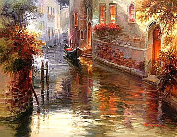 картина - город, венеция, лодка - оригинал