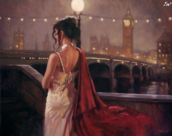 Лондон - пейзаж, город, мост, река, девушка - оригинал