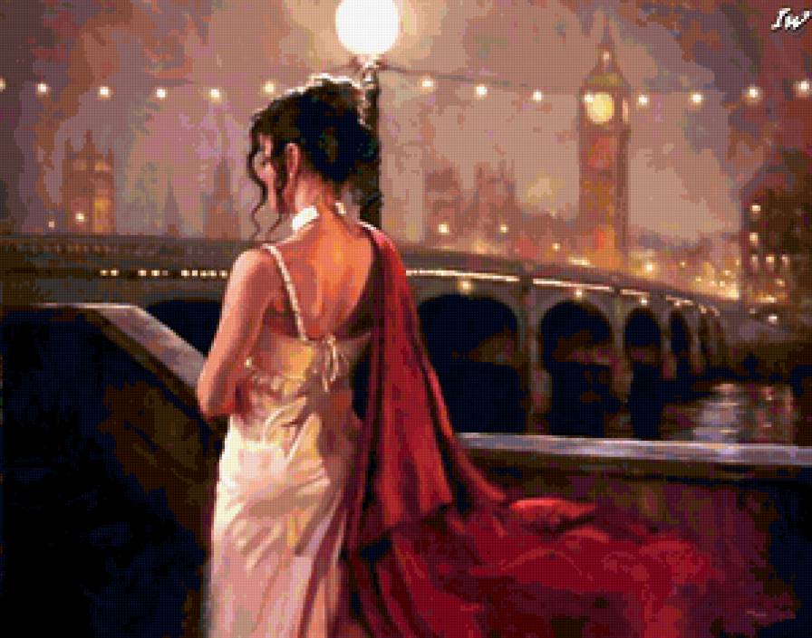 Лондон - мост, девушка, пейзаж, река, город - предпросмотр