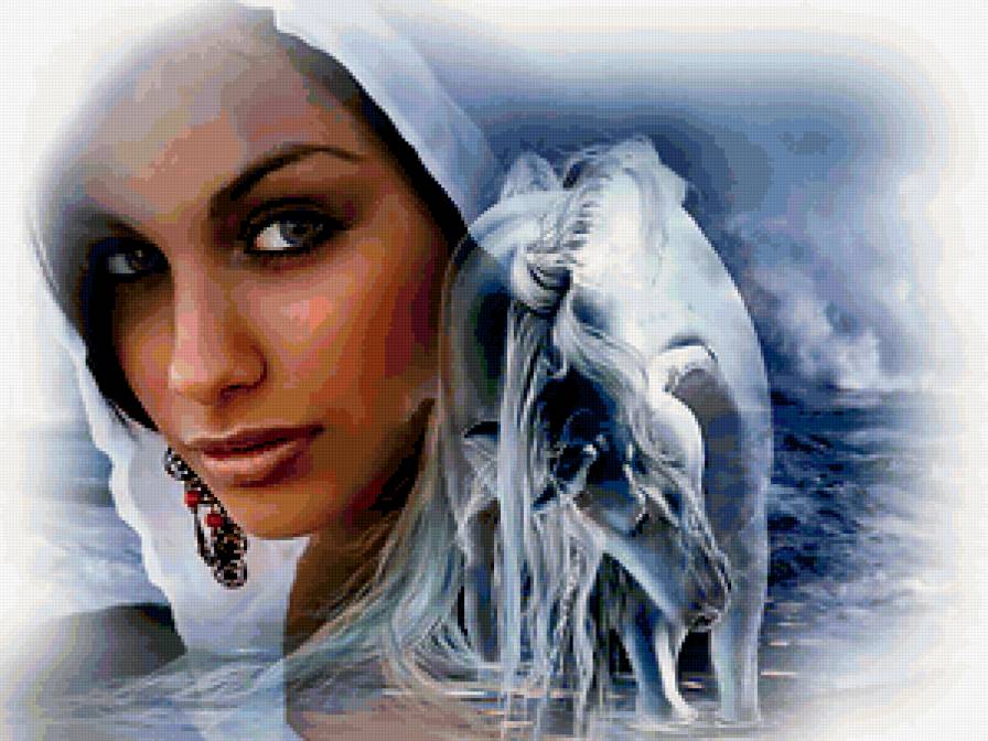 ДИПТИХ   "Две мелодии" - океан, взгляд, женщина, глубина океана, кон - предпросмотр
