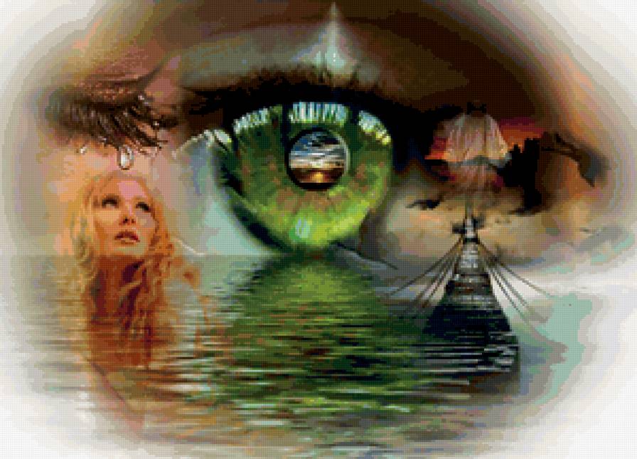 ДИПТИХ   "Две мелодии" - океана глаз, женщина, вода, капля, скука, океан, тоска - предпросмотр