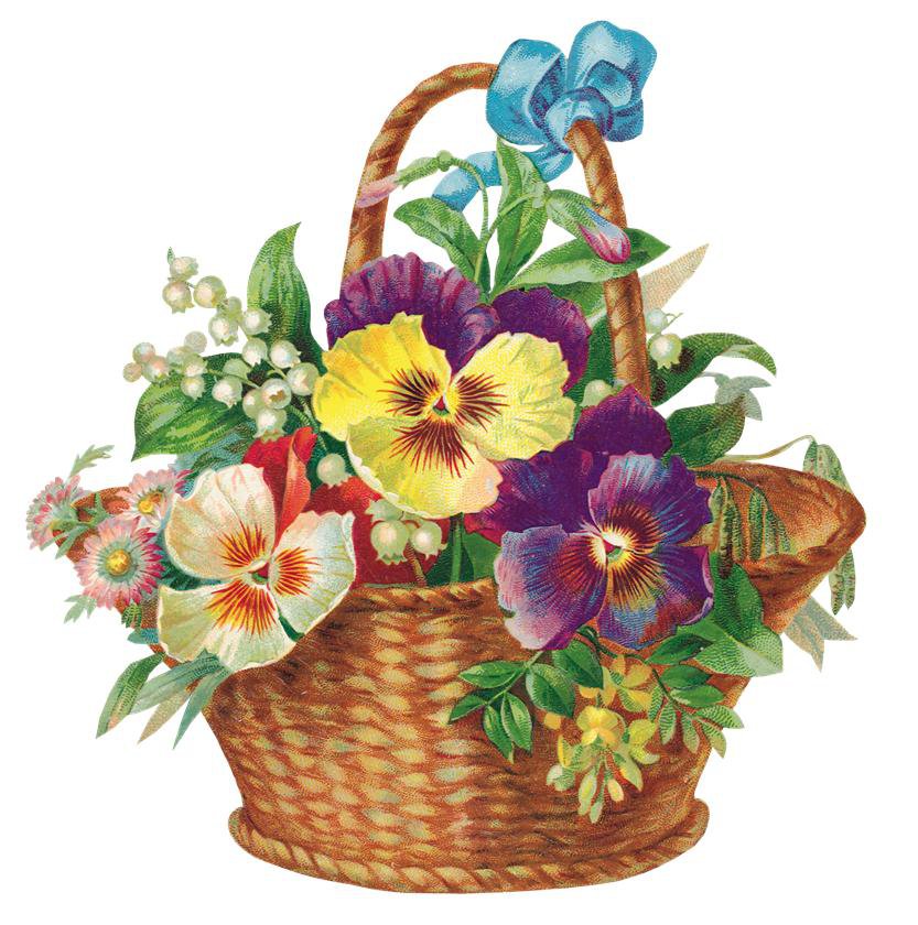Корзина цветов - корзина, букет, цветы, картина - оригинал