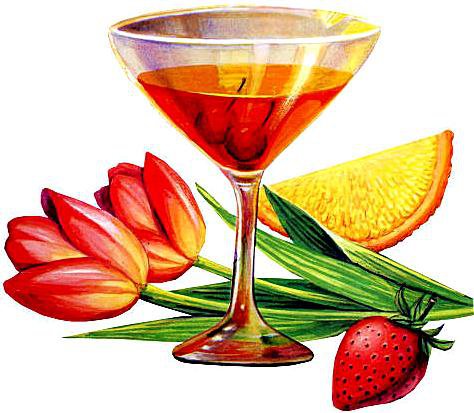 Пьяная вишня - коктейль, тюльпаны, бокал - оригинал