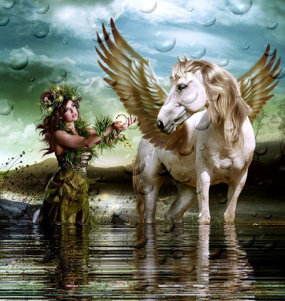ПЕГАС - природа, вода, лошадь, отдых, фентезии, женщина, море, конь - оригинал