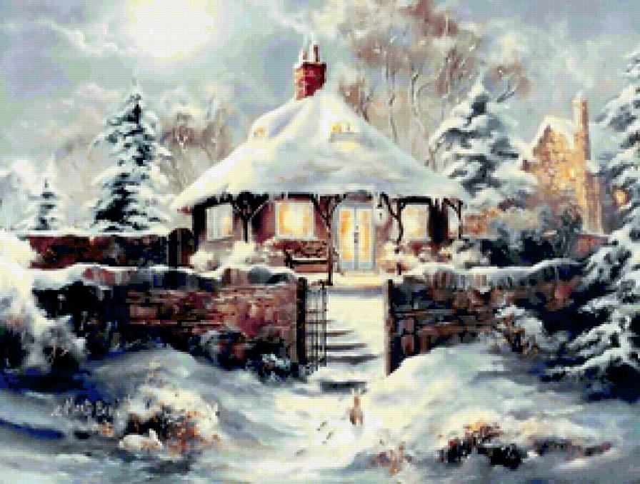 Серия "Пейзажи" - зима, пейзаж, домик - предпросмотр