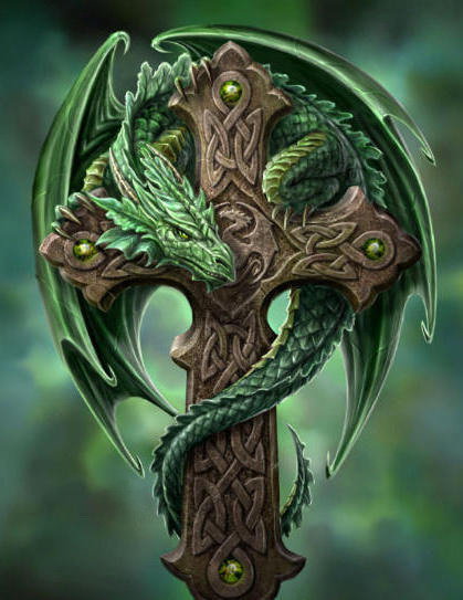Кельтский дракон - дракон, крест - оригинал