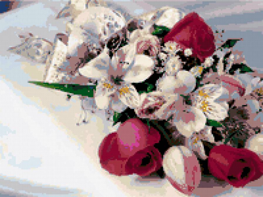 весенний букет - цветы букет тюльпаны альстрамерии - предпросмотр