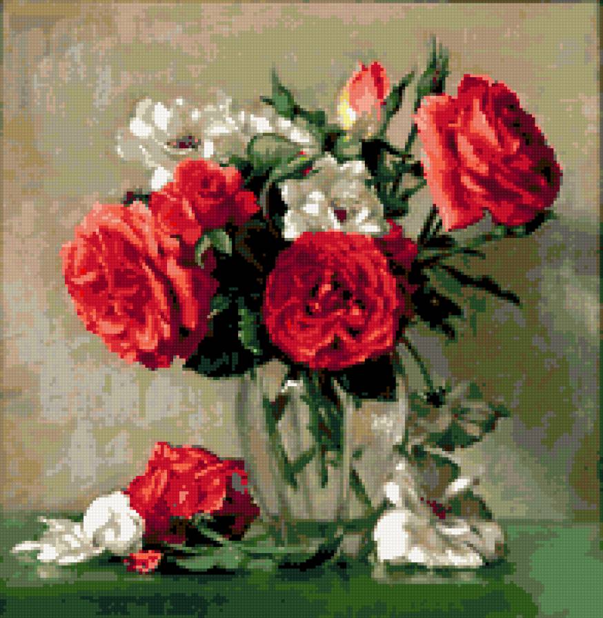 розы в вазе - цветы катина натюрморт ваза розы - предпросмотр