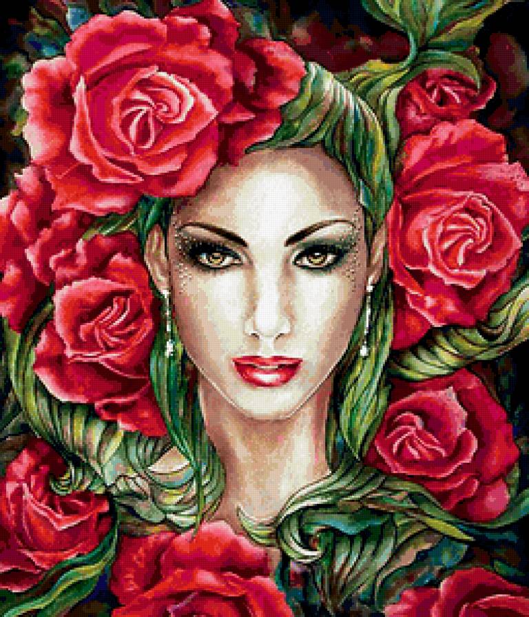 Нежный образ - портрет, образ, девушка, красота, цветы, розы, незнакомка - предпросмотр