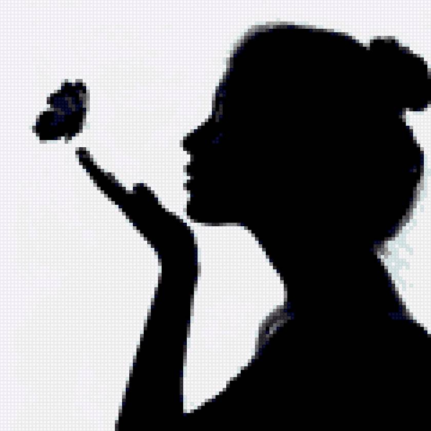 Девушка с бабочкой - черно-белая, девушка - предпросмотр