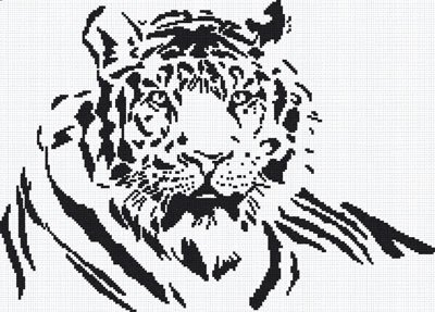 Тигр - черно-белая, тигр, животные - оригинал