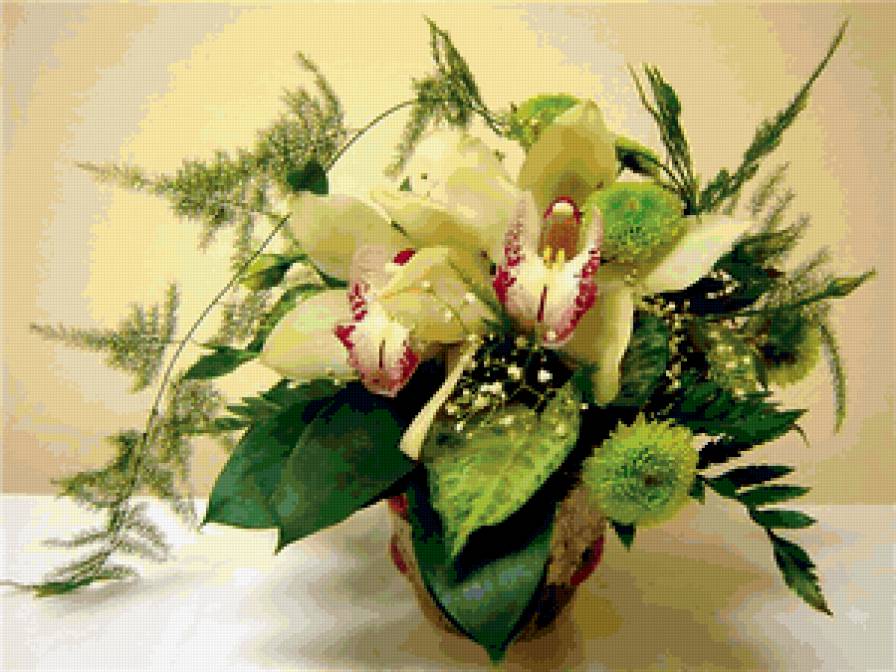 цветочная композиция - букет, цветы, орхидеи - предпросмотр