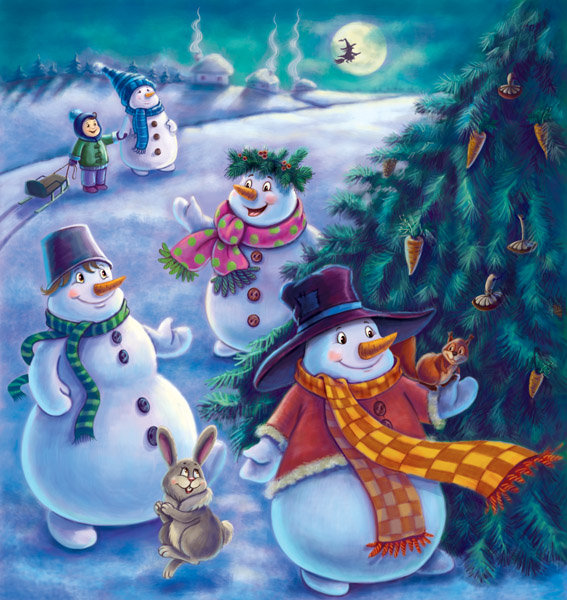 Снеговики - новый год, зима, снеговик, сказка - оригинал