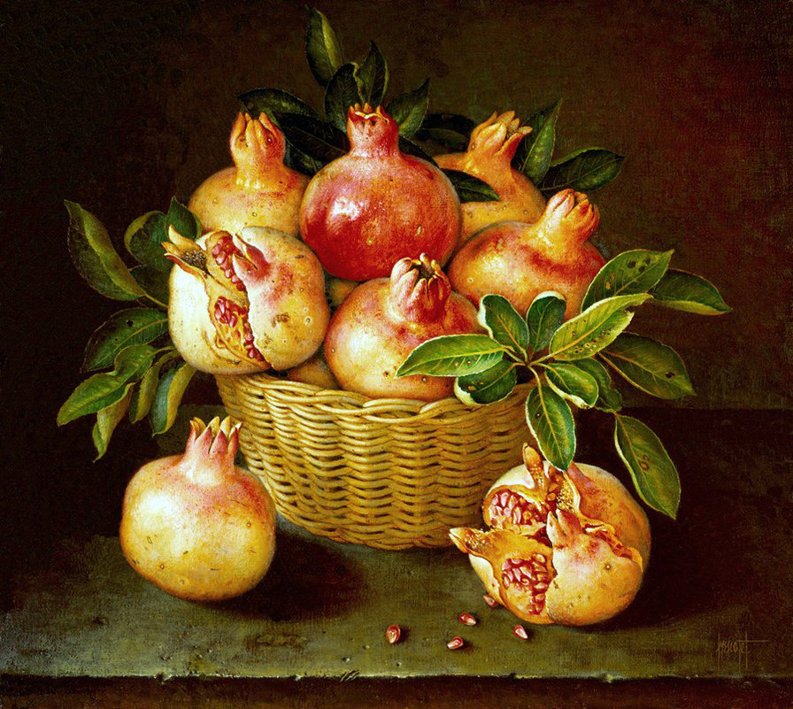 Гранаты,Хосе Эскофет - фрукты, натюрморт, гранаты - оригинал