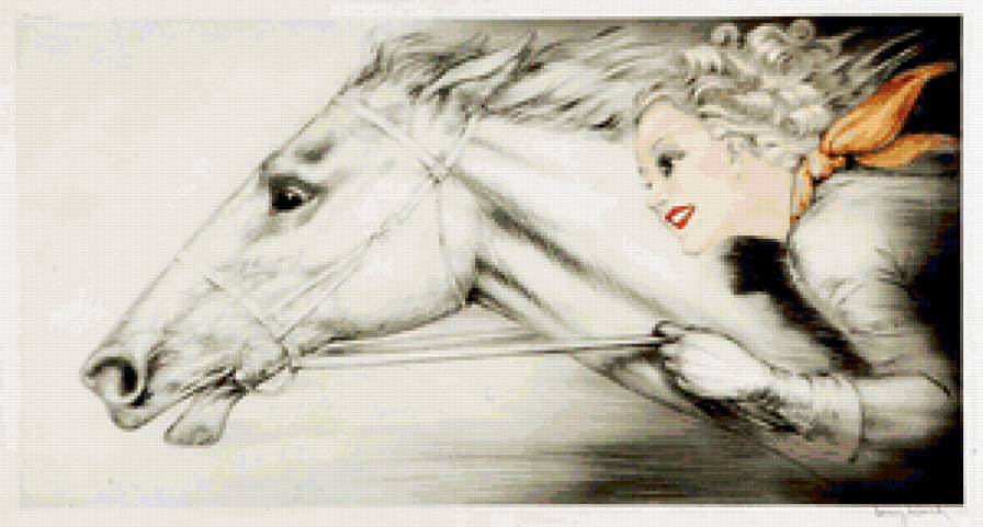 Всадница - лошадь, девушка - предпросмотр