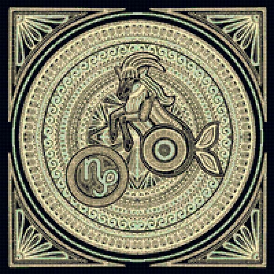 круглая схема5 - орнамент, круглая схема, знак зодиака, козерог - предпросмотр