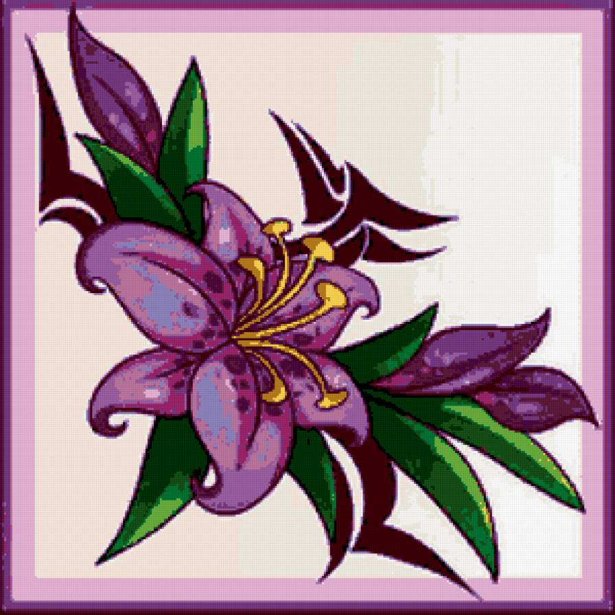 Подушка "Сиреневая лилия" - цветы, лилии - предпросмотр