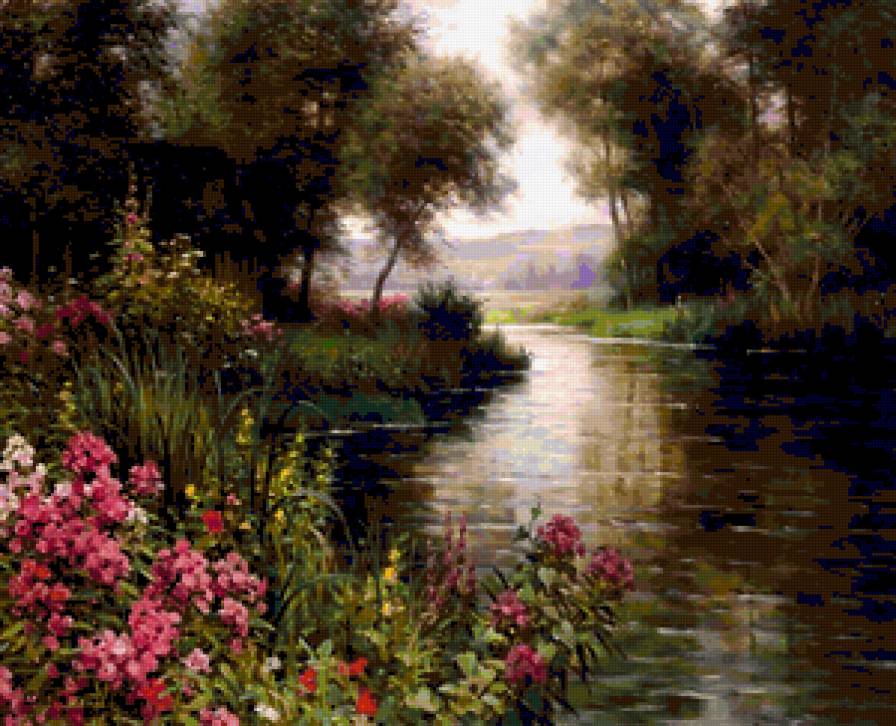 Река - берега, река, пейзаж, природа, цветы - предпросмотр