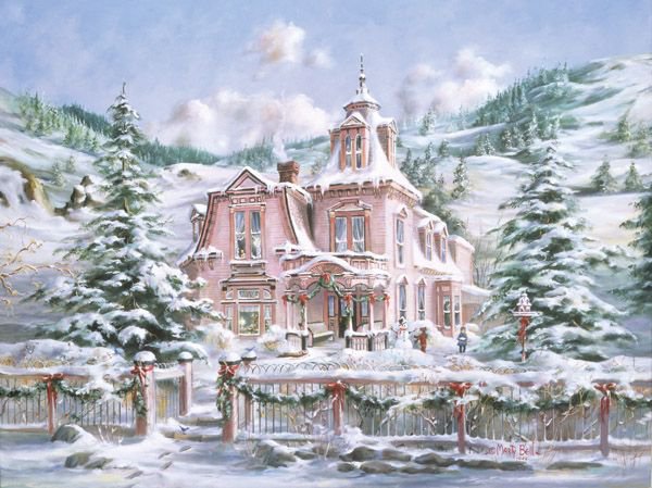 Серия "Пейзажи" - домик, пейзаж, зима - оригинал