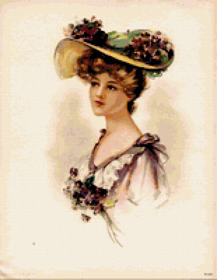 мисс очарованье - картина девушка шляпа картина - предпросмотр