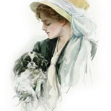 Схема вышивки «дама с собачкой»