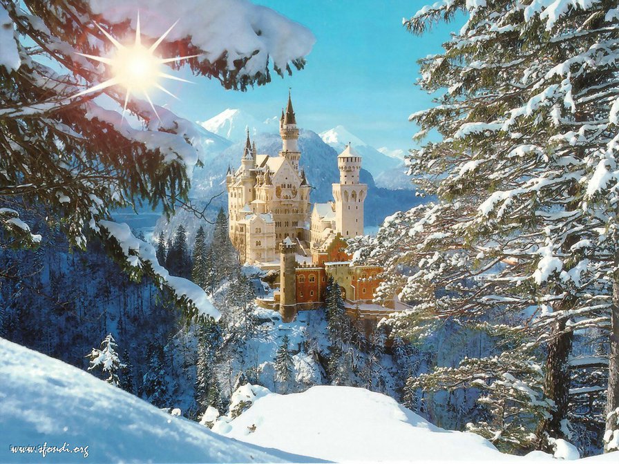 Замок - пейзаж, замок, природа, зима - оригинал