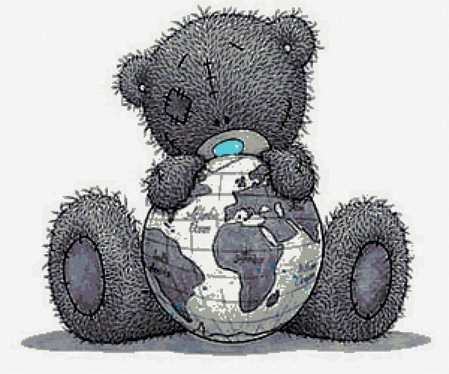 Тедди с глобусом - подушка, детям, медвежата, тедди - предпросмотр