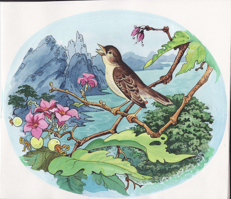 птичка - природа, птица, горы, птицы, пейзаж - оригинал