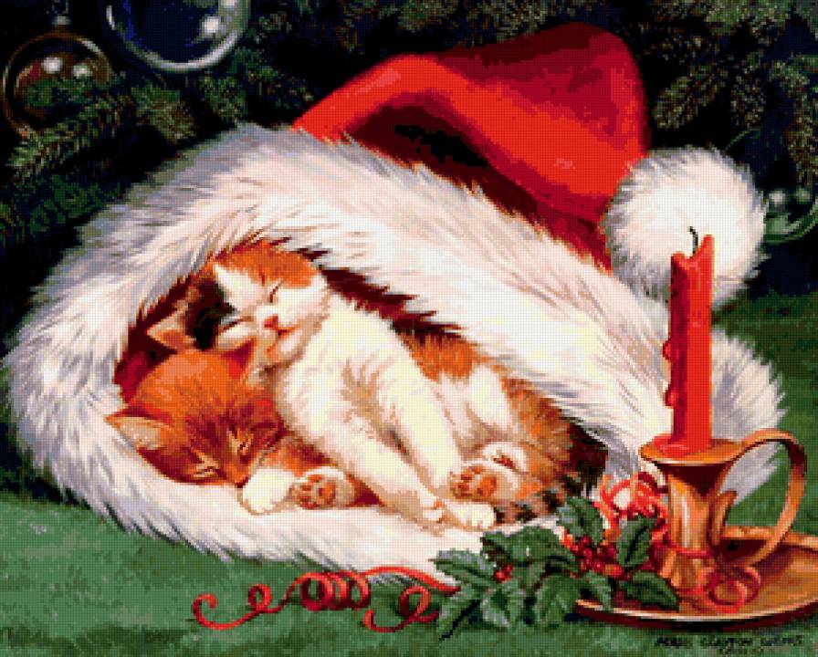 №259302 - кошки, картина, рождество - предпросмотр