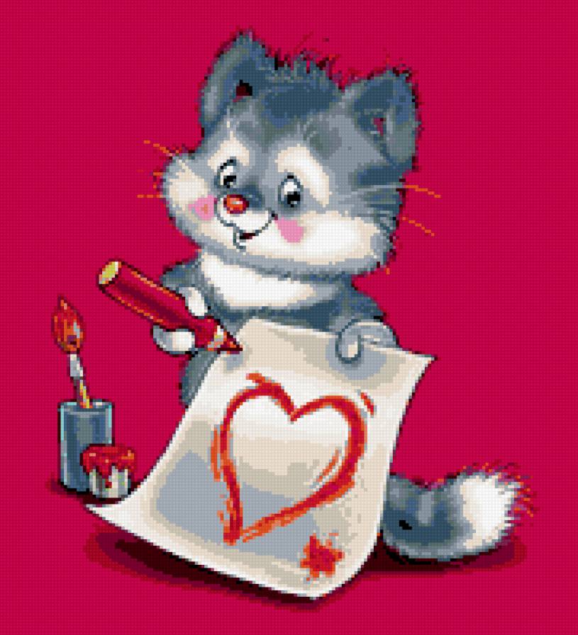 валентинка - влюбленных, котенок, любовь, коты, кошка, сердечко, валентина, котик - предпросмотр
