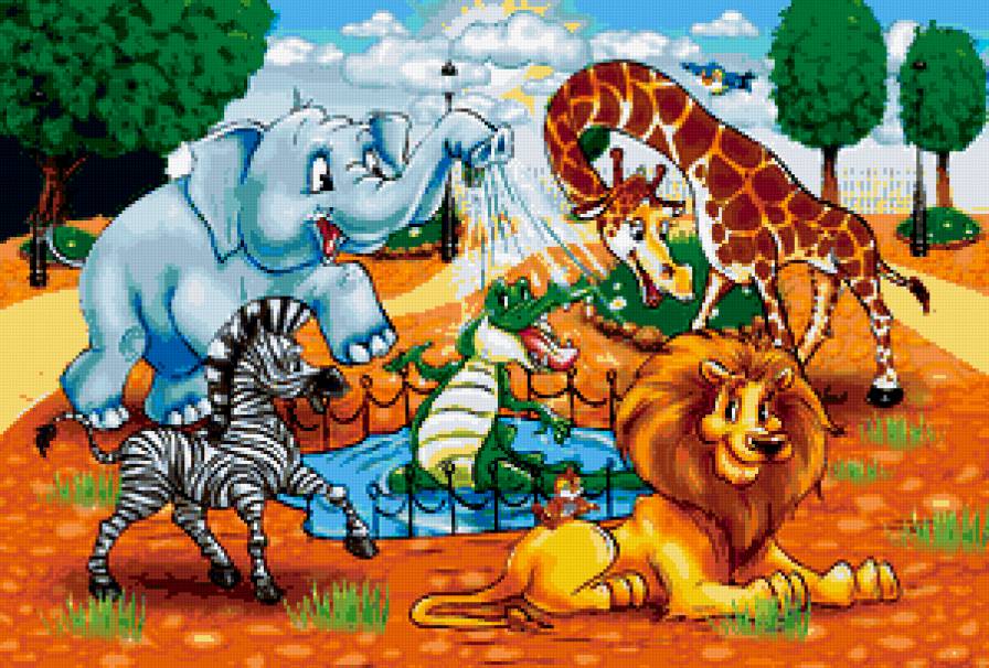 зоопарк - детям, детская, лев, жираф, животные, зебра, крокодил - предпросмотр