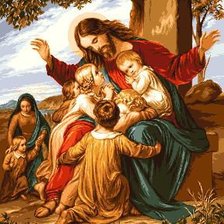 Оригинал схемы вышивки «Иисус и Дети» (№259541)