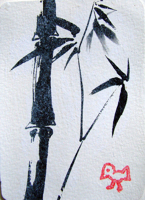 Бамбук2 - японская живопись, суми-е, монохром - оригинал