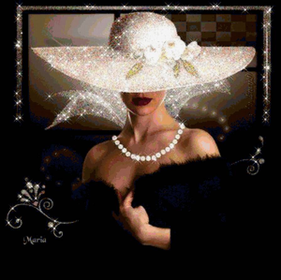 загадочная дама - зеркало, дама, шляпа - предпросмотр