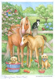 Друзья - кони, кошки, лето, собаки, птицы, лошади, животные, пейзаж - оригинал