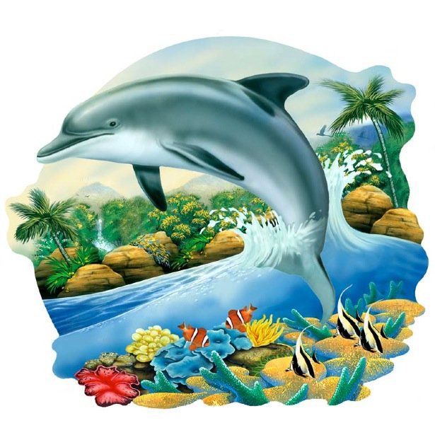 дельфин - рыбы, дельфины, экзотика, подушка - оригинал