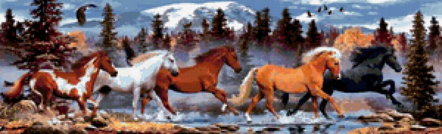 лошадки - лошади, кони, лошадь, животные, конь, табун - предпросмотр